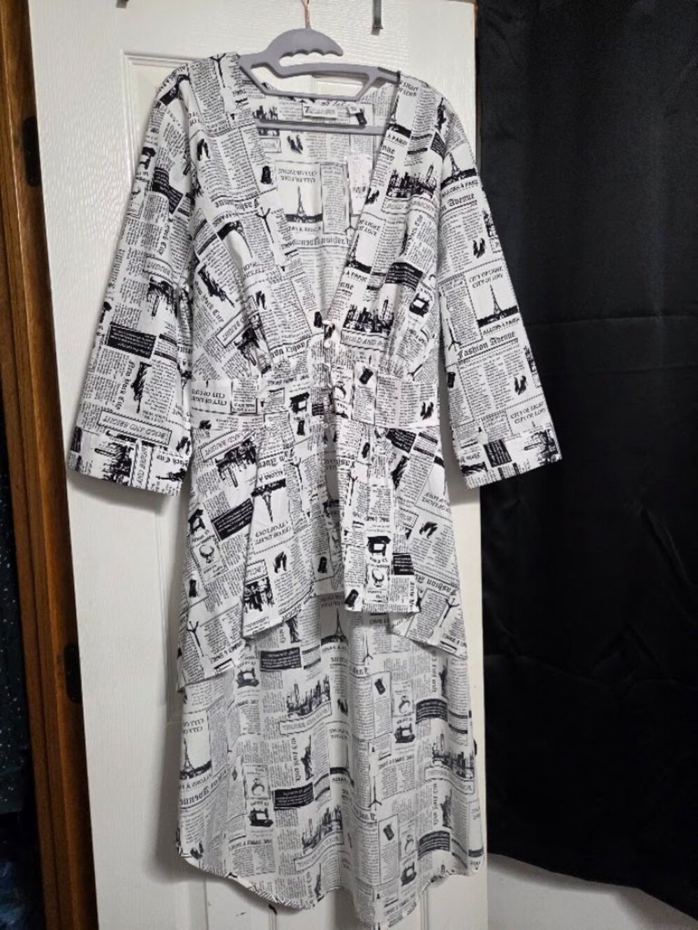NY&C 7th Avenue Newspaper Print Duster Shirt Dress XXL NWT